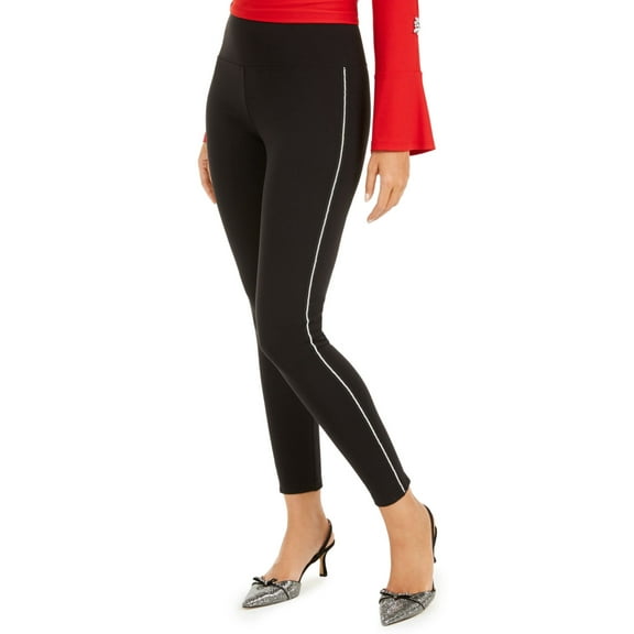 INC International Concepts Shine Embellished Tuxedo Leggings, Black, X-Small