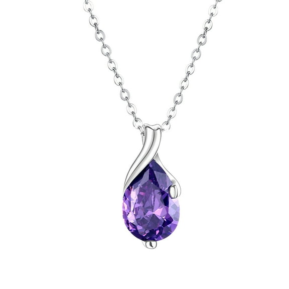 JAHH Pendant Necklace Natural Necklace Purple Teardrop Pendants for Wife Jewelry Gift Her Graduation Anniversary Birthday Present with Adjustable Chain 