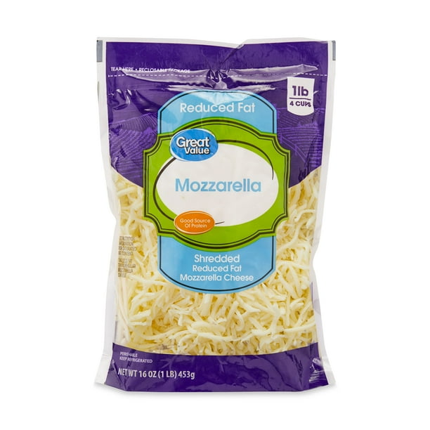 Great Value Reduced Fat Shredded Mozzarella Cheese, 16 oz