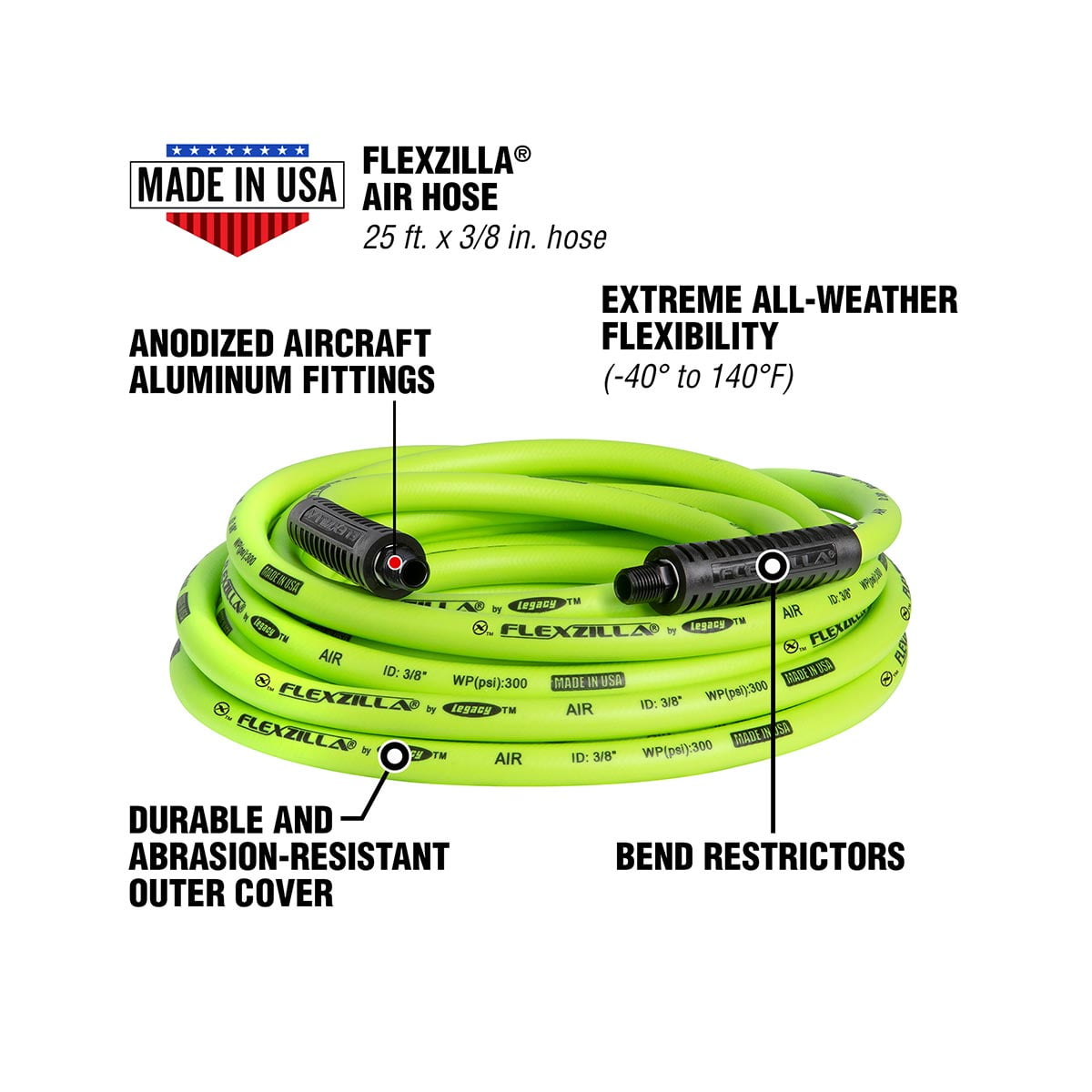 Legacy HFZ3825YW2 25'Ft. Flexzilla Air Hose