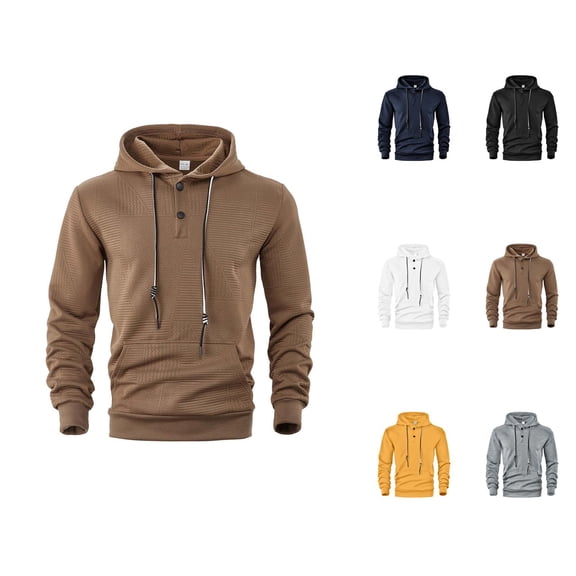 Men's Pullover Solid Color Casual Sports Loose Trend Long Sleeve Hooded Sweatshirt Man Men Cotton Hooded Sweatshirt