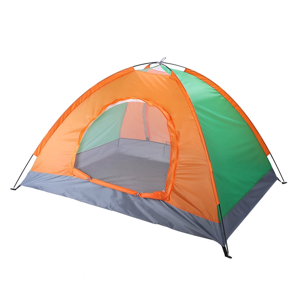 Tcbosik Camping Tent, 2 Person Dome Tent with Rainfly Over and Poles, Outdoor Tent for Camping Festivals Backyard Patio, Orange & Green