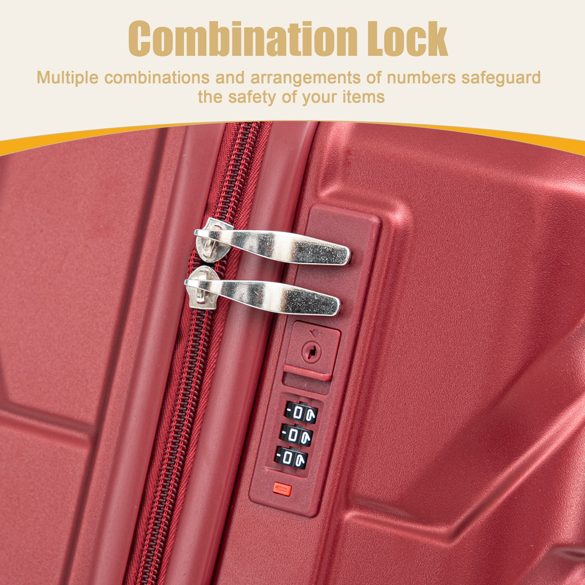 28 Inch ABS Hard Shell Large Travel Checked Luggage (Wine Red)