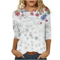 thumbnail image 2 of VKOYWKM Christmas Shirts for Women Chritmas Graphic T Shirts 3/4 Sleeve Crew Neck Holiday Tops Fall Loose Fit Tunic Blouses Christmas Gifts, 2 of 5