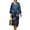 Koi Lotus Leaf, variant on Tribal Aztec Print Women's Linen-Look Dress Long Sleeve V Neck Dress Casual Loose Midi Dress