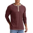thumbnail image 3 of GENTS BLISS Crew Neck Henley Men Shirts Long Sleeve Shirts for Men Casual Color Block Tops, 3 of 6