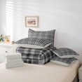 thumbnail image 6 of Manfei Vintage Grid 7-Piece King Bedding,Modern Check King Bed in a Bag,Light Black,Light Gray Reversible, 6 of 7