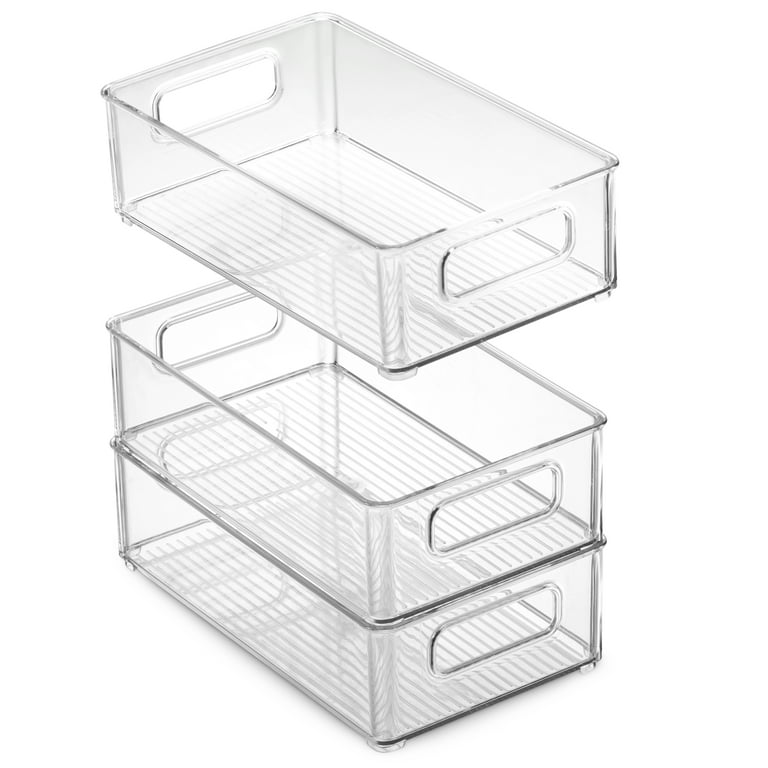 Set Of 6 Refrigerator Organizer Bins - Stackable Fridge Organizers with  Cutout Handles for Freezer, Kitchen, Countertops, Cabinets - Clear Plastic