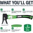 thumbnail image 2 of WilFiks Splitting Axe, 15” Camping Hatchet for Chopping and Kindling Wood and Branches, Forged Carbon Steel Hand Maul Tool for Gardening, Fiberglass Shock Reduction Handle with Anti-Slip Grip, 2 of 7