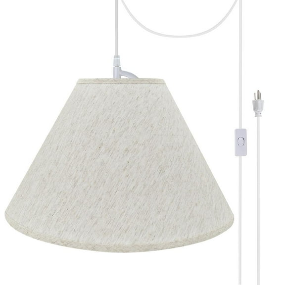 Aspen Creative 72772-21 Two-Light Plug-In Swag Pendant Light Conversion Kit with Transitional Hardback Empire Fabric Lamp Shade, Beige, 18" width