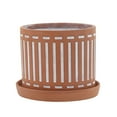 thumbnail image 6 of Flower Pots and Planters for Home Decor - Terracotta Ceramic Plant Pots with Stripe Design and Saucers for Indoor and Outdoor Use - Ideal for Garden, Patio, or Room Decor Set of 2 - 8", 6" Orange, 6 of 7