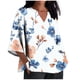 thumbnail image 1 of TaTaai Women's Roll Tab Sleeve Blouse, Printed V Neck Shirt, Linen Look Three Quarter Top for Casual Summer Gift, 1 of 5