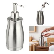 Stainless Steel Soap Dispenser - 13.5 oz Refillable Hand Soap Bottle with Brushed Nickel Pump for Bathroom and Kitchen, Silver