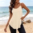thumbnail image 5 of VBVC Women's Adjustable Strap Crew Neck Camisoles , Ladies' Lightweigh Curved Hem Tank Tops , Casual Summer Sleeveless Shirts For Women,Beige,S-2XL, 5 of 9