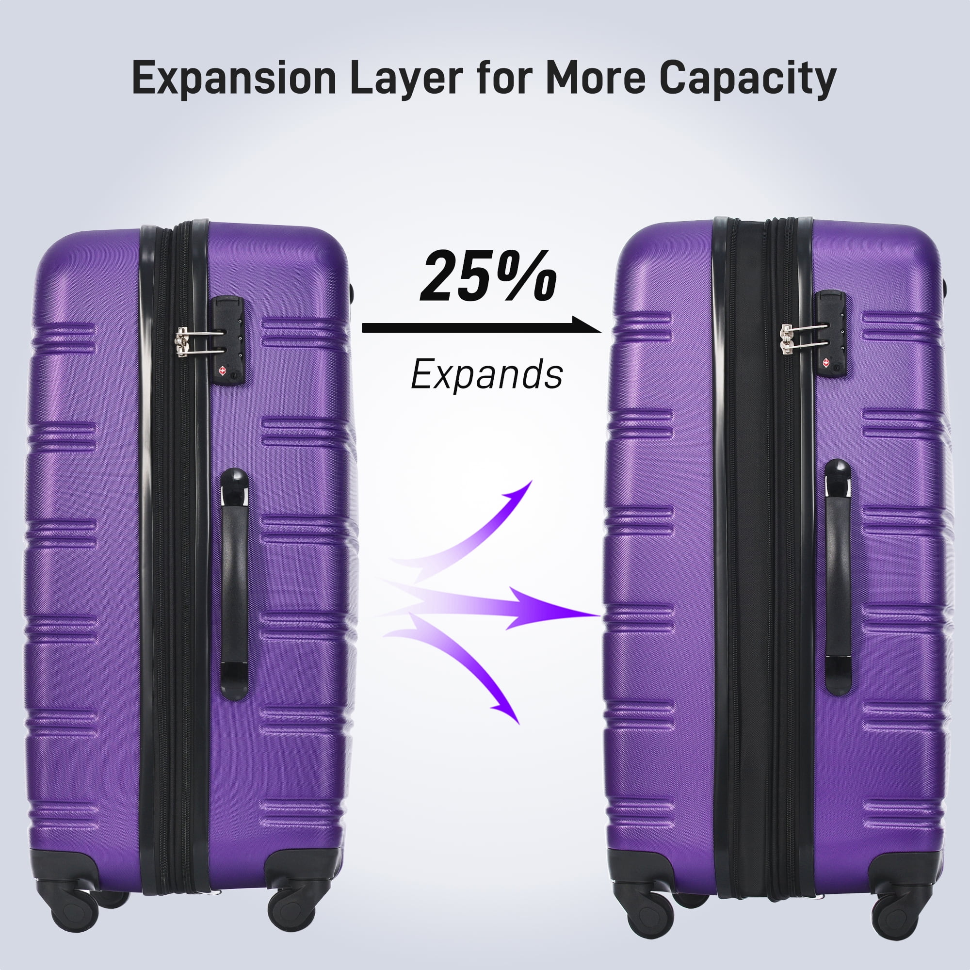 MAYEERTY 13-Piece Hardshell Luggage Set with TSA Lock for Travel, 4 Spinner Suitcases+1 Travel Bag+8 Storage Bags
