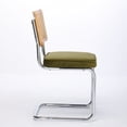 thumbnail image 3 of Classic Style Dining Chairs in Set of 2 | Olive Green Chairs for Dining Area | Rattan Back Enhances Airflow | Double Steel Pipe Ensures Durability, 3 of 7