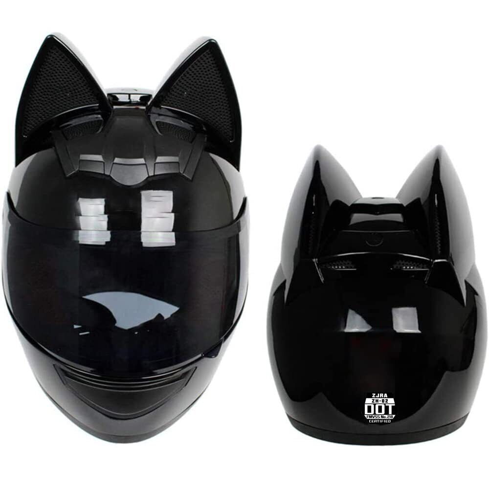 HNJMOTO Personalized Cool Cat Ear Motorcycle Helmet Four Seasons Full Helmet DOT