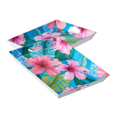 - Mainstays Melamine Rectangular Tray 2-Pack, Floral