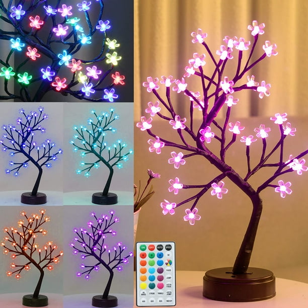 Lámpara de mesa Pooqla RGB Cherry Blossom Tree con 36 LED 16 colores