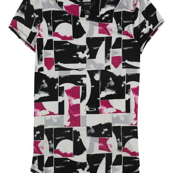 Alfani Womens Watermark Shapes Graphic T-Shirt, Black, X-Small