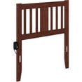 thumbnail image 1 of Pemberly Row Solid Wood Twin Spindle Headboard with USB Turbo Charger in Walnut, 1 of 6