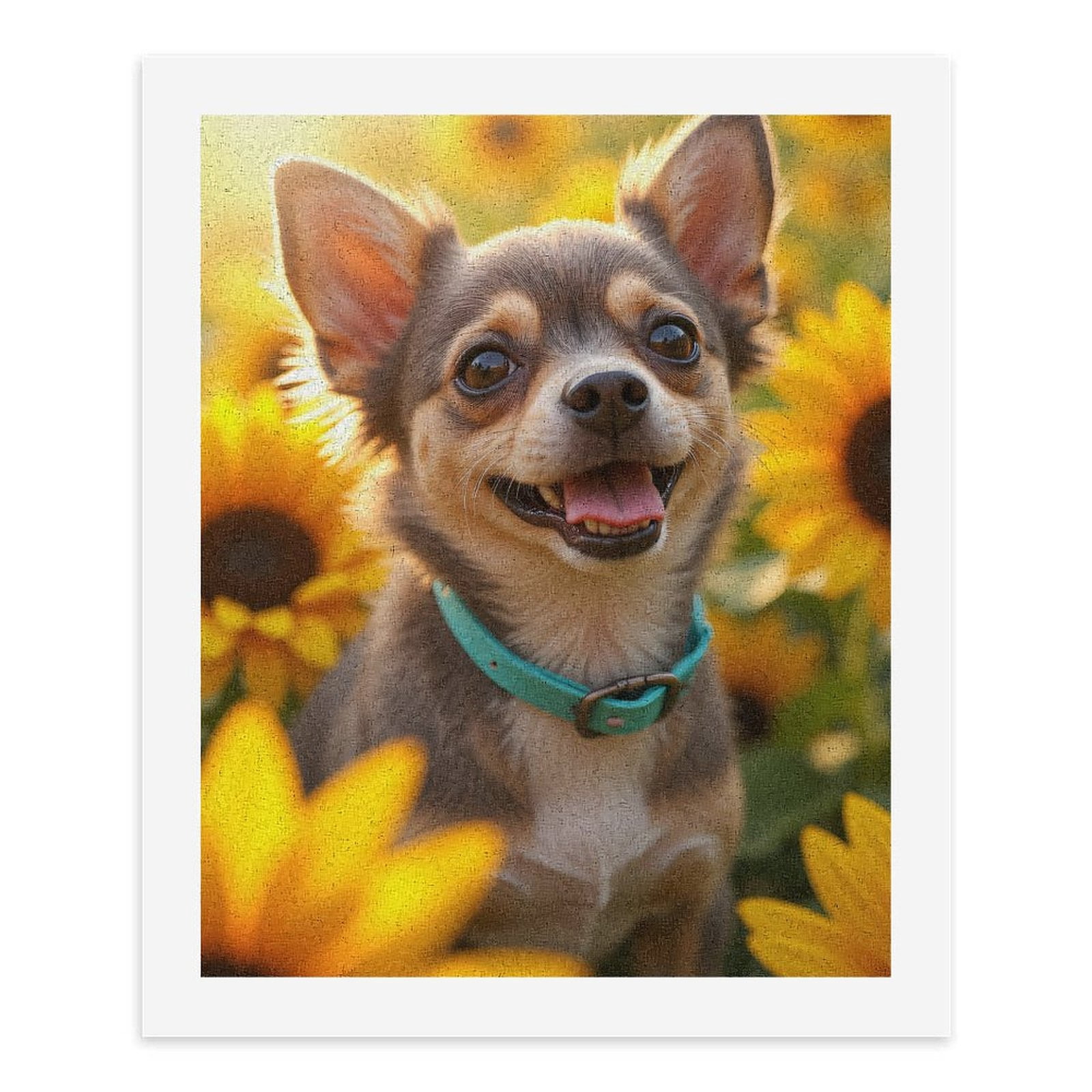 Paint By Numbers Kit for Adults Beginner - Dog Sunflowers Joyful Smile DIY Canvas Painting Kits for Adults, Frameless Paint By Number for Adults for Home Wall Decor 16x20 Inch