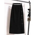 thumbnail image 5 of Falda de punto vintage elegante de cintura alta para mujer Otoño/Invierno 2024 Nuevo estilo Línea A con abertura lateral Moda femenina versátil, 5 of 5