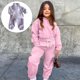 thumbnail image 5 of Traje informal con bolsillo de terciopelo de dos lados, conjunto de dos piezas de suéter de felpa con cuello alto para niños y niñas (púrpura), 5 of 6