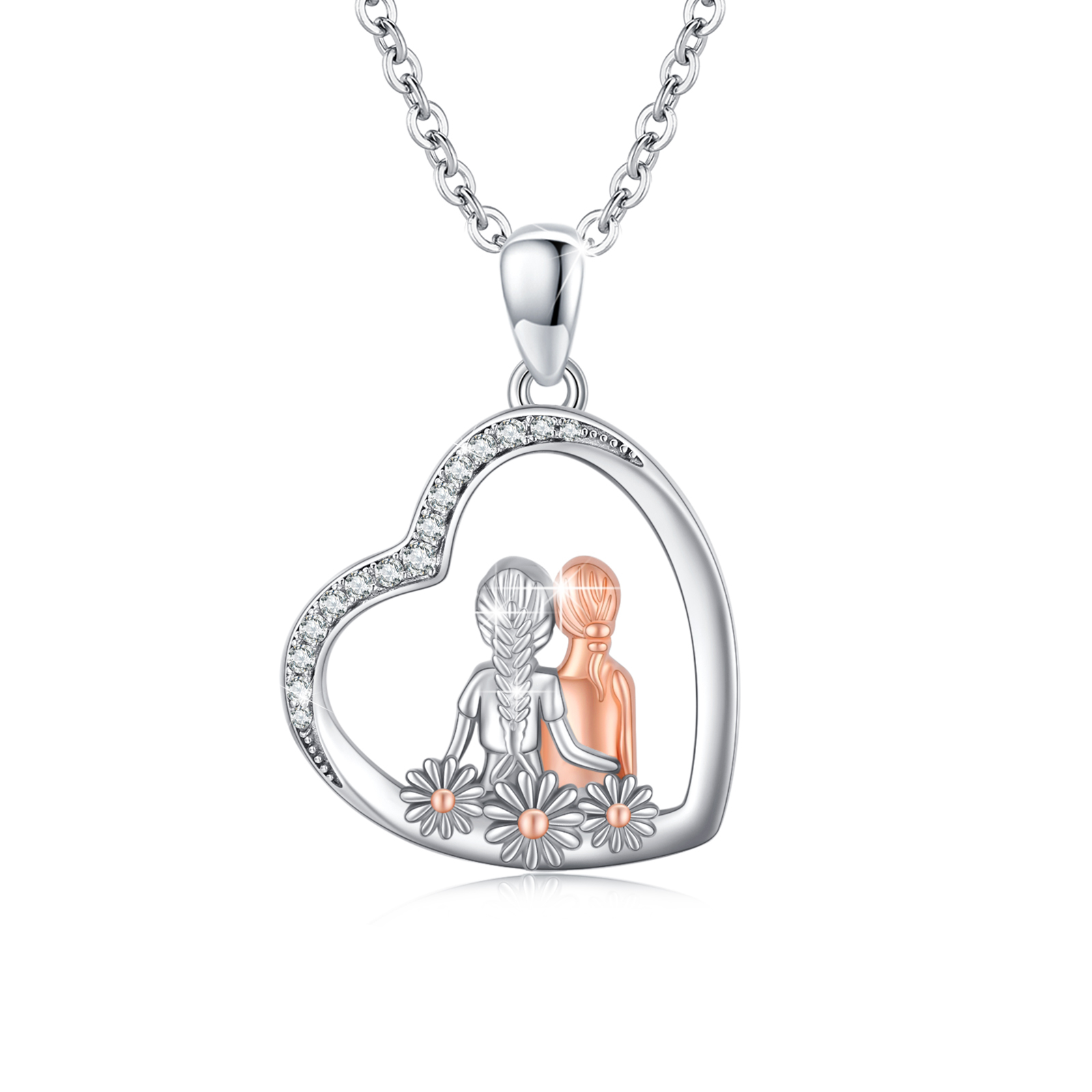 CUOKA MIRACLE Sister Necklaces for 2 Sisters Heart Pendant Necklace