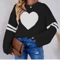 thumbnail image 2 of Hinvhai Plus Size Sweater Tops On Seasonal Clearance Women's Loose Pullover Love Long Sleeve Sweater Black 6(M), 2 of 6
