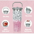 thumbnail image 4 of 30 oz Leopard Print Tumbler with Handle & Flip Straw Lid - Insulated, Leak-Proof Coffee Mug Water Bottle - Gifts for Women, 4 of 5