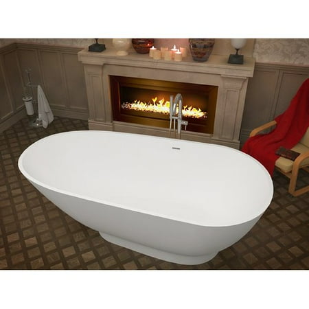 Anzzi FT-AZ506 70.8 in. Volo Stone Freestanding Bathtub in White