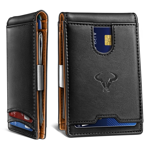 Billetera BULLIANT de piel delgada con bloqueo RFID, 11 tarjetas para hombre
