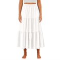 thumbnail image 5 of Wutalume Women's Fashion Summer Bohemian Solid Color Elastic Waist A-Line Pocket Half Length Skirt, Casual and Beachwear Style,White M, 5 of 7
