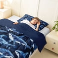 thumbnail image 3 of jejeloiu Watercolor Shark Print Twin Comforter Sets,Ocean Pattern Bedding Set For Boys,Blue Navy,Navy Blue Reversible,2pcs,1 Comforter and 1 Pillowcase, 3 of 7