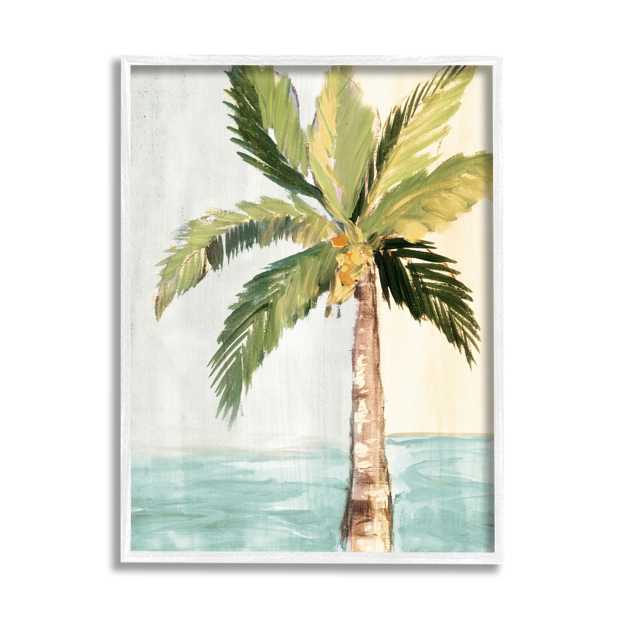 Stupell Industries Palm Tree Leaves Tropical Summer Breeze Beach Framed Wall Art, 11 x 14, Design by Robin Maria