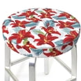 thumbnail image 3 of KLL Lilies Flowers Round Bar Chair Cushion Cover 13 inch ,Bar Stool Protector with Elastic, Soft Washable, 3 of 6