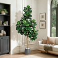 thumbnail image 2 of 6-foot artificial fiddle leaf fig tree con 108 leaves y negra planter pot - great para oficina en casa, sala de estar decor y housewarming gift, 2 of 8