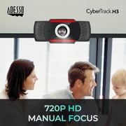 Adesso CyberTrack H3 Webcam 1.2 Megapixel 30 fps USB 2.0 1280x720 Video CMOS Sensor Manual-Focus Microphone for PC & Laptop, Black