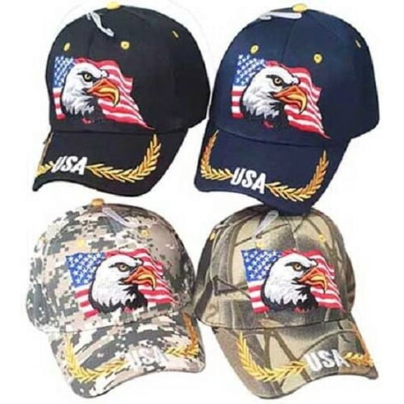 USA Flag Patriotic Eagle FEATHER EGGS Adjustable Embroidered "CAMO" Cap Hat