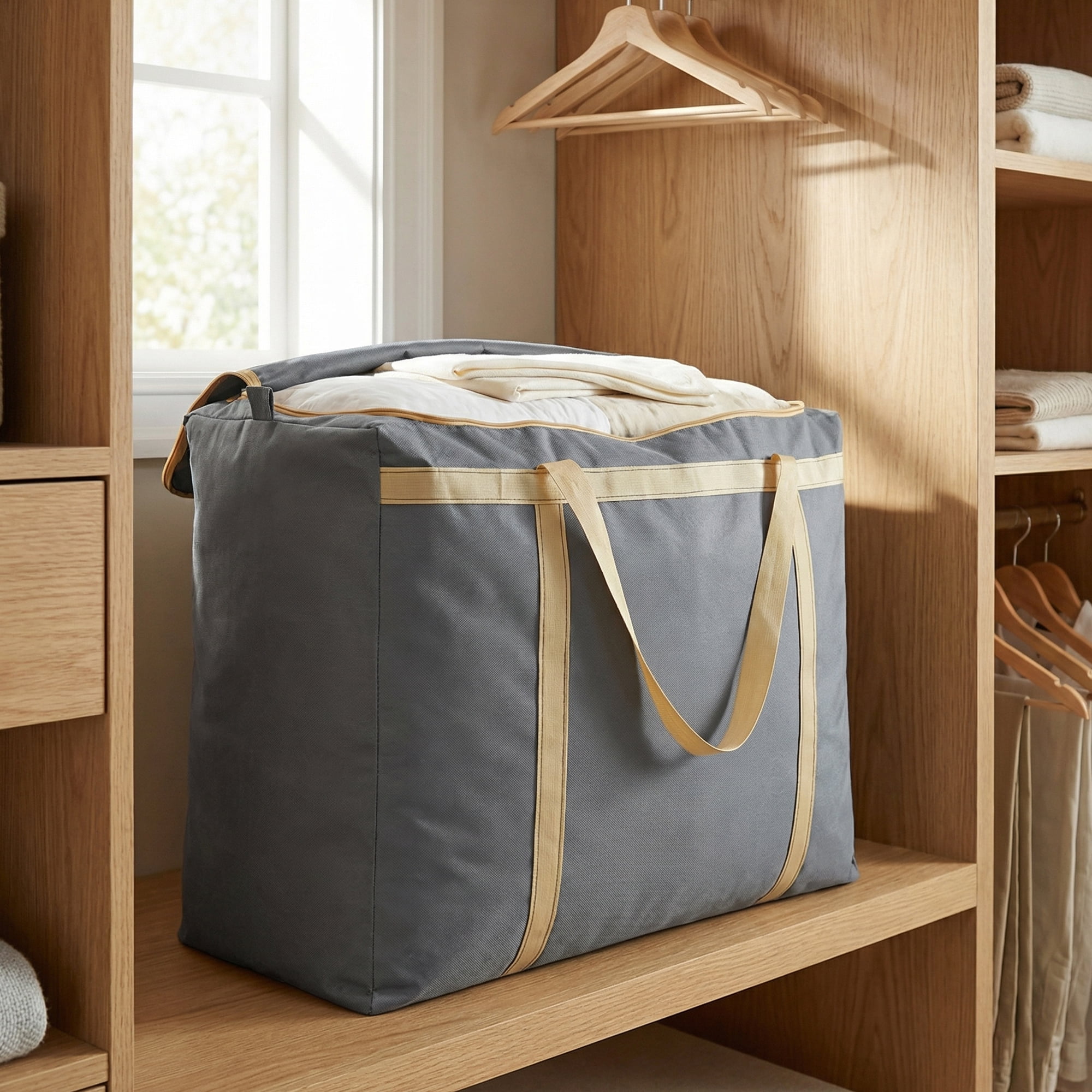 Unique Bargains Foldable Storage Bags for Organizing Clothing Grey 26.8"x9.8"x19.7"