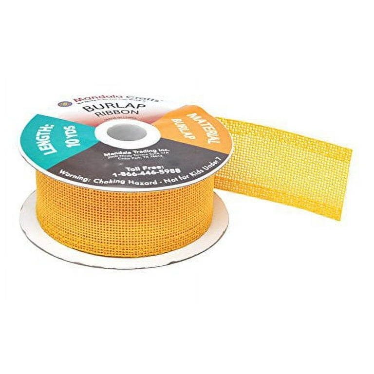 Yellow Burlap Ribbon 1.5 inch 2 Rolls 20 Yards Unwired Rustic Jute Ribbon for Crafts, Mason Jars, Weddings, Party Decoration; by Mandala Crafts