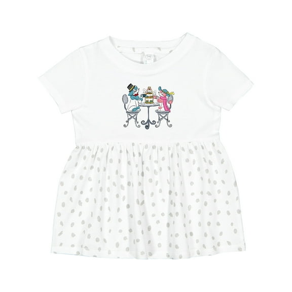 Inktastic Colorful French Poodles with Tea Girls Baby Dress
