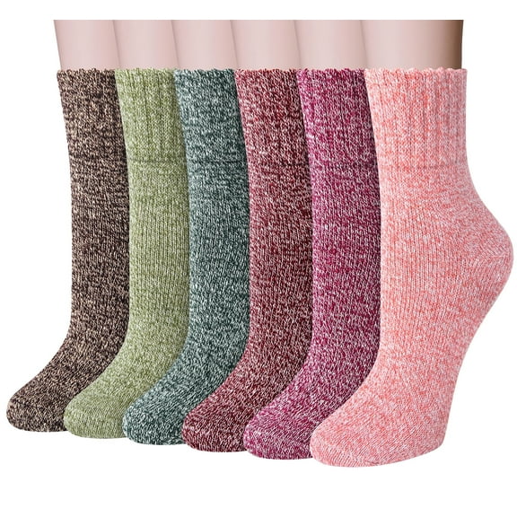 Loritta 6 Pairs Women Wool Socks Thick Knit Warm Winter Socks for Women Gifts Size 5-9