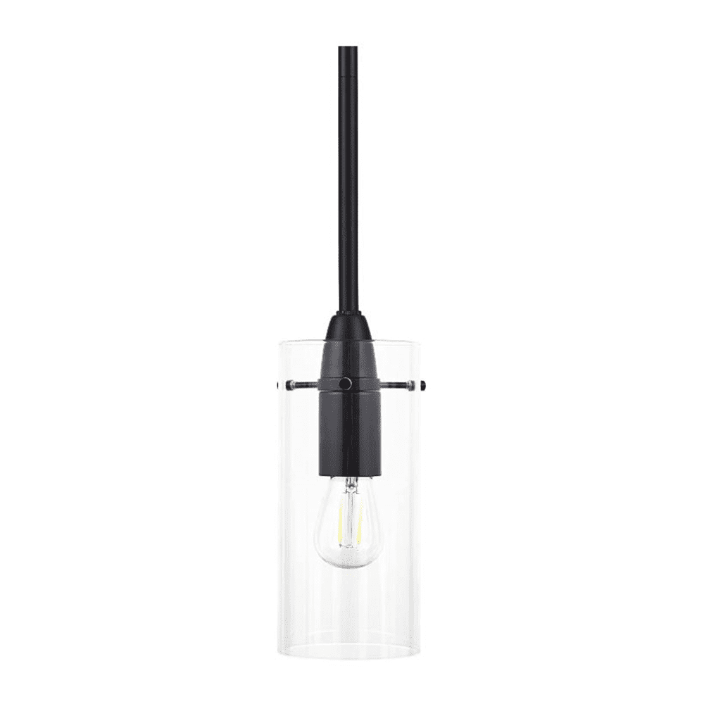 Matte Black Mini Pendant Light with Clear Glass Shade