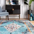 thumbnail image 3 of nuLOOM Vintage Medallion Veronica Aqua 5' 3" x 7' 7" Area Rug, 3 of 5