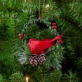 thumbnail image 2 of 5.5" Green and Red Cardinal in a Holly Wreath Christmas Ornament, 2 of 5