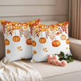 thumbnail image 2 of Thanksgiving Orange Pumpkin Pillow Covers 2 Pack Fall Orange Brown Maple Leaves Pillowcase Waterproof Outdoor Throw Pillow Cover for Patio Garden Square Cushion 16”x16”, 2 of 9