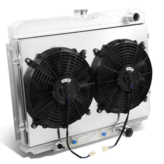 DNA Motoring For 67-70 Mustang Cougar V8 3-Row Full Aluminum Racing Radiator w/Dual 12v Fan Shroud