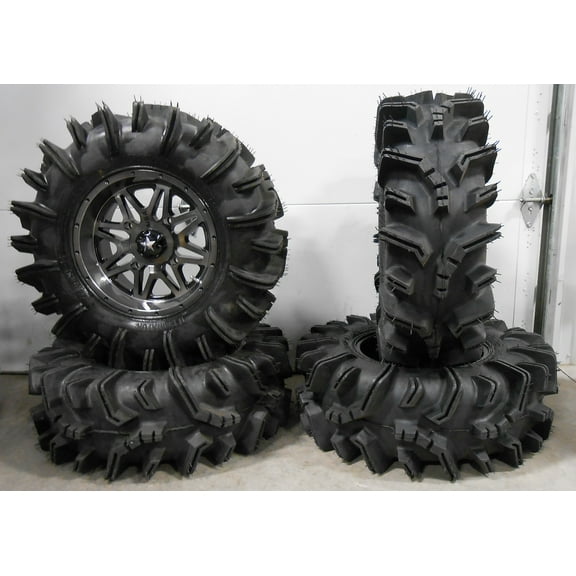 MSA Dark Tint Vibe 14" ATV Wheels 29.5" Terminator Tires Can-Am Commander Maverick Renegade Outlander Defender